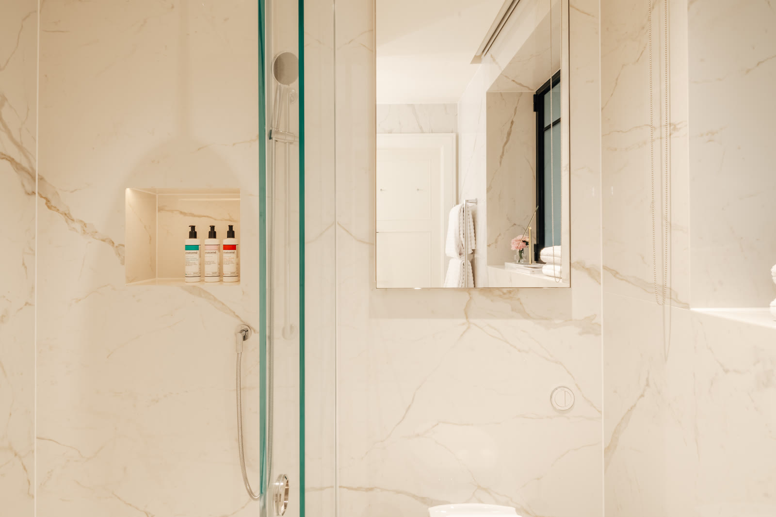 Marble bathroom at SLO Claridge House